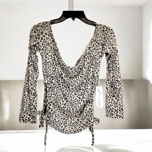 * Orange kiss 1X brand  womens animal prind boat neck side cutout bodycon